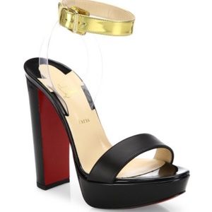 Christian Louboutin Black Cherry Strap Platform Sandals Size 41.5